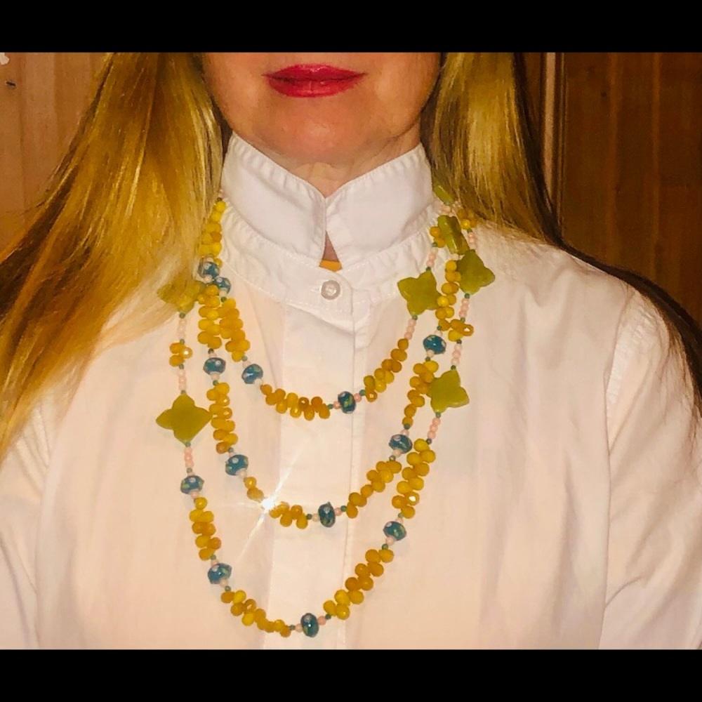Sundance Gorgeous olive jade and lemon golden jade necklace